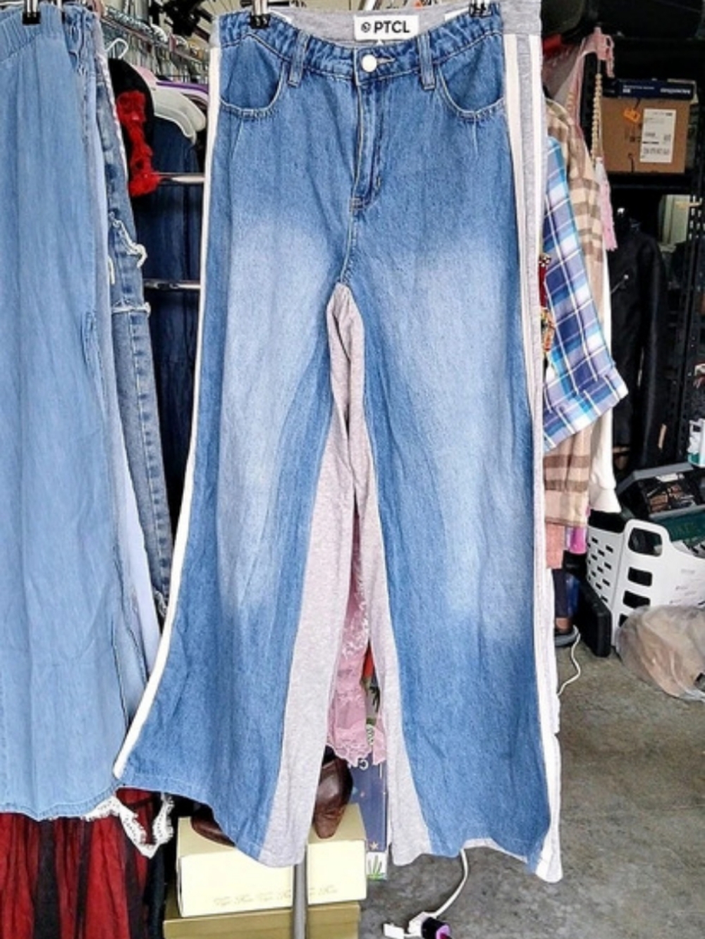 PTCL Color Block Wide Leg Jeans Waist 28 Like New